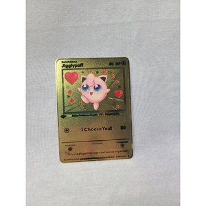 Jigglypuff I Choose You Love Heart Valentine Gold Metal Card- Brand new